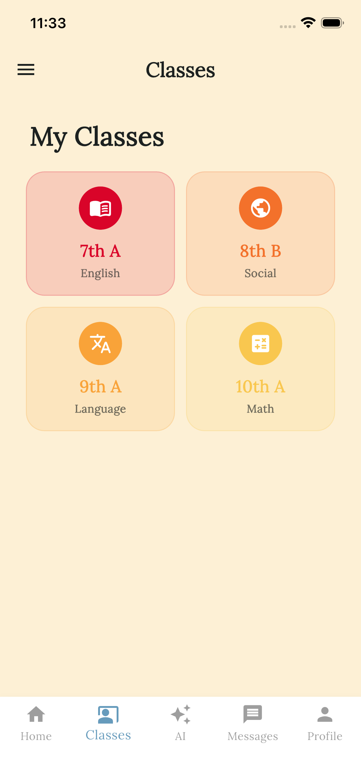Teacher quiz screen