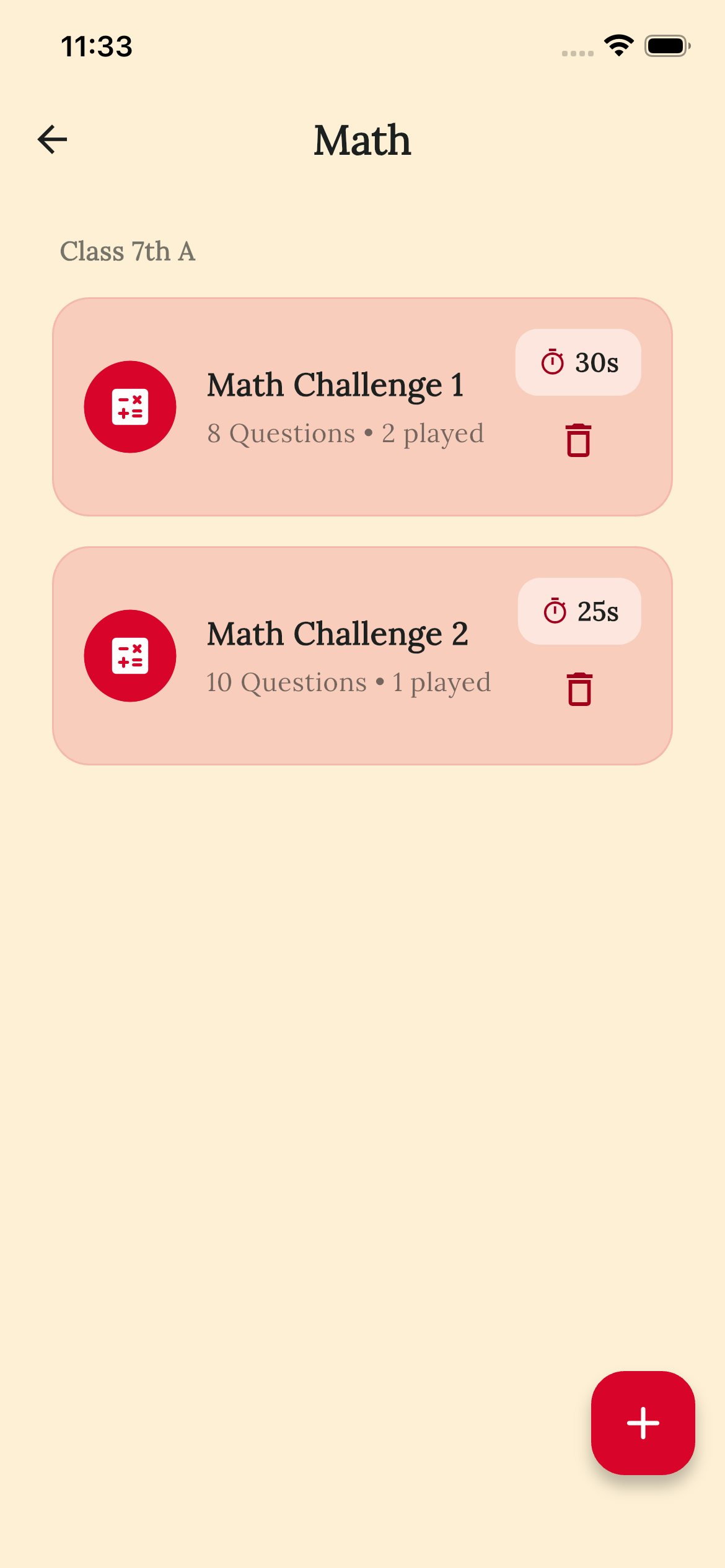 Teacher dashboard screen